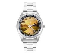 Beautiful Lawn Sunset Simple Stainless Watch Fashion Designer Wristwatch Easy Reader Analog Watches Gifts for Men