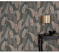 Beautiful Leaf In Brown With Metallic Elements From Erismann 4 Earth Collection - Pvc Free