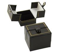 Beautiful Leatherette Velvet Wooden Ring Boxes Proposal Engagement Ring Boxes Wedding Ring Case (Black Double Door Ring Box)