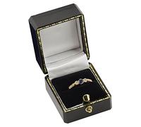Beautiful Leatherette Velvet Wooden Ring Boxes Proposal Engagement Ring Boxes Wedding Ring Case (Black Antique Ring Box)