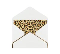 Beautiful Leopard Print Print Horizontal Gold-Edged Pearl Greeting Card W/Envelope-Holiday,Birthday,Anniversary,Party(2pcs)