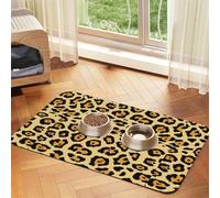 Beautiful Leopard Print Printed,Waterproof Pet Feeding Mat,Cat Dog Placemats for Food and Water, PU Leather Food Mats,40x60cm