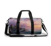 Beautiful Lighthouse on The Rocky Coast Travel Gym Bag for Women Men Cylindrical Duffle Bag Sport Workout Bag with Shoulder Strap