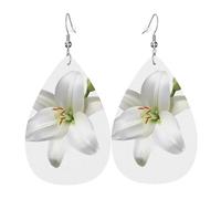 beautiful-Lily Patterned teardrop-shaped leather earrings Light luxury texture - suitable for daily wear, party date earrings