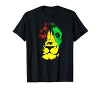 Beautiful Lion Face Rasta Colors Style T-Shirt
