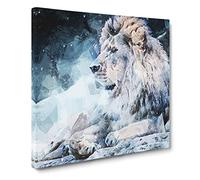Beautiful Lion in Abstract Modern Canvas Wall Art Print Ready to Hang, Framed Picture for Living Room Bedroom Home Office Décor, 14x14 Inch (35x35 cm)