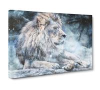 Beautiful Lion Painting Modern Art Canvas Wall Art Print Ready to Hang, Framed Picture for Living Room Bedroom Home Office Décor, 20x14 Inch (50x35 cm)
