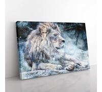 Beautiful Lion Painting Modern Art Canvas Wall Art Print Ready to Hang, Framed Picture for Living Room Bedroom Home Office Décor, 60x40 cm (24x16 Inch)