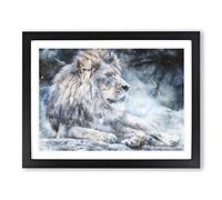 Beautiful Lion Painting Modern Art Framed Wall Art Print, Ready to Hang Picture for Living Room Bedroom Home Office Décor, Black A2 (64 x 46 cm)