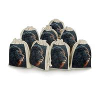 Beautiful Lion Pictures Bunches Pocket Cotton And Hemp with Drawstring 8 Pieces Reusable Gift Bags Jewelry Pouch for Wedding DIY Craft Party (4.9 X 6.7 Inch)