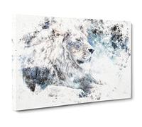 Beautiful Lion Watercolour Modern Canvas Wall Art Print Ready to Hang, Framed Picture for Living Room Bedroom Home Office Décor, 30x20 Inch (76x50 cm)