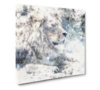 Beautiful Lion Watercolour Modern Canvas Wall Art Print Ready to Hang, Framed Picture for Living Room Bedroom Home Office Décor, 20x20 Inch (50x50 cm)
