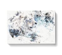 Beautiful Lion Watercolour Modern Canvas Wall Art Print Ready to Hang, Framed Picture for Living Room Bedroom Home Office Décor, 76x50 cm (30x20 Inch)