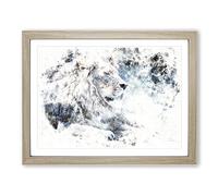 Beautiful Lion Watercolour Modern Framed Wall Art Print, Ready to Hang Picture for Living Room Bedroom Home Office Décor, Oak A2 (64 x 46 cm)