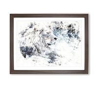 Beautiful Lion Watercolour Modern Framed Wall Art Print, Ready to Hang Picture for Living Room Bedroom Home Office Décor, Walnut A3 (46 x 34 cm)