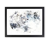Beautiful Lion Watercolour Modern Framed Wall Art Print, Ready to Hang Picture for Living Room Bedroom Home Office Décor, Black A4 (34 x 25 cm)