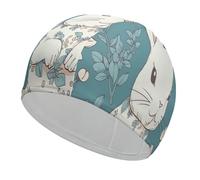 Beautiful Little Bunny Swim Cap Comfortable Shower Caps for Drag Reduction and Hair Protection Durable Soft Elastic Bathing Cap Keep Hairstyle Unchanged for Women and Men