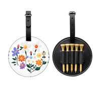 Beautiful little flower Black Printed golf tee storage bag - portable design, easy to organize tee, Black, One Size