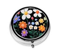 Beautiful Little Flower Mini Round Pill Box, can be Put into Wallet, Pocket, Light and Convenient, 3 Compartment Pill Box, Portable Pill Box,