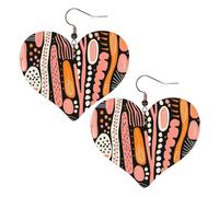 Beautiful Little Orange Leather Earrings for Women Heart Earring Lightweight Dangle Drop Earring Set Jewelry Gift
