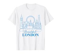 Beautiful London England. City Landmarks Value Graphic T-Shirt, Men, White, XL