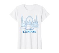 Beautiful London England. City Landmarks Value Graphic T-Shirt, Women, White, XL