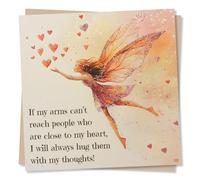 Beautiful Long Distance Thinking of You Card for a Loved One - Sending Hugs with My Thoughts - Fairy, Hearts, Magic - for a Special Someone, Relative, Family, Friend