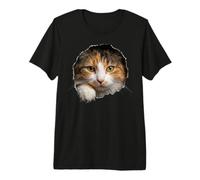 Beautiful Long haired Calico Cat Peeking Through Premium T-Shirt