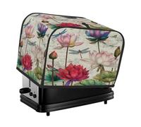 Beautiful Lotus Flower Dragonfly Toaster Cover 4 Slice Dust Cover for Bread Machine,Small Kitchen Appliance