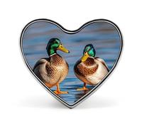 Beautiful Lotus Flowers Lapel Pin Cute Heart Brooch Badge Fashion Tie Tack Pin for Hats, Clothing, Bags Unique Accessories Gift for Men & Women, Two Mallard Ducks, Love form