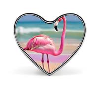 Beautiful Lotus Flowers Lapel Pin Cute Heart Brooch Badge Fashion Tie Tack Pin for Hats, Clothing, Bags Unique Accessories Gift for Men & Women, One Pink Flamingo on Beach, Love form