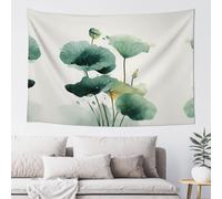 Beautiful Lotus Leaves 60x40in Tapestry – Soft Velvet Throw Blanket For Wall Decor, Room Decoration, Holiday Party Background – Durable Polyester Fabric With Hanging Accessories Included