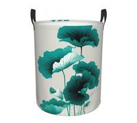 Beautiful Lotus Leaves Circular Hamper â€“ Stylish Waterproof Oxford Fabric Storage Bin With Full-Print Design, Ideal For Home Organization & Laundry Storage