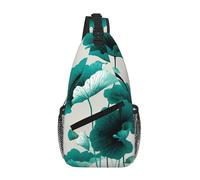 Beautiful Lotus Leaves Cross Chest Bag Diagonally â€“ Lightweight Durable Polyester Crossbody Bag With Large Capacity, Adjustable Strap For Travel, Work & Daily Use