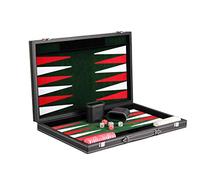 Beautiful Luxury Travel Leather Backgammon Set Family Board Game With Backgammon Pieces Malachite Green 15 Inch