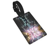 Beautiful Magic Lotus Flower Print 5pcs Luggage Tags for Suitcases,Cute Suitcase Tag Identifiers for Baggage Tag for Cruise Airport Travel PVC