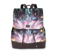 Beautiful Magic Lotus Flower Print Women Fashion Backpack Ladies Pu Leather Backpacks Handbag Waterproof Rucksack Travel Backpack with Flap