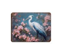 Beautiful Majestic Crane Bird Pink Blooming Retro Poster Metal Tin Sign Chic Art Retro Iron Painting Bar People Cave Cafe Family Garage Poster Wall Decoration 12x16inch(30x40cm)