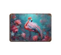 Beautiful Majestic Flamingo Bird Pink Retro Poster Metal Tin Sign Chic Art Retro Iron Painting Bar People Cave Cafe Family Garage Poster Wall Decoration 8x12inch(20x30cm)