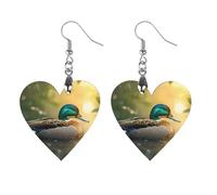 Beautiful Mallard Duck Wooden Earrings Pendants Lightweight Wood Drop Charms Statement Jewelry Gifts for Women Love