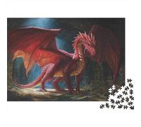 Beautiful Medieval Red Dragon Jigsaw Puzzles. 1000pcs (75x50cm) Magic Lair Whimsical Challenge Toy for Educational Games Gifts