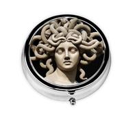 Beautiful Medusa Mini Round Pill Box, can be Put into Wallet, Pocket, Light and Convenient, 3 Compartment Pill Box, Portable Pill Box,