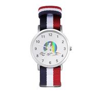 Beautiful Mermaid and Moon Sport Watch for Men Women Nylon Strap Wrist Watch Analog Quartz Watch