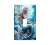 Beautiful Mermaid Butterfly Wings Light Switch Cover Decorative Single Toggle 1 Gang Wall Plate for Kitchen Farmhouse Bedroom Bathroom Art Decor