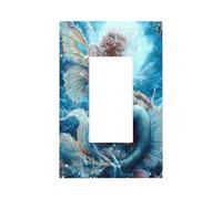 Beautiful Mermaid Butterfly Wings Light Switch Wall Plate Faceplate Cover Single Rocker 1 Gang Decorator Outlet Receptacle Covers for Home Kitchen Room Bathroom Decor