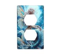 Beautiful Mermaid Butterfly Wings Outlet Cover Light Switch Cover Decorative 1 Gang Wall Plate for Kitchen Room Bathroom Size 7x11.4cm