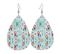 Beautiful mermaid Patterned teardrop-shaped leather earrings Light luxury texture - suitable for daily wear, party date earrings
