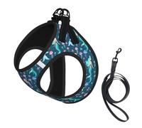 Beautiful Mermaid Print Reflective Pet Leash Vest For Small Dogs & Cats, Adjustable Outdoor Walking Hiking Vest