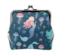 Beautiful Mermaid Print Women'S Kiss Lock Coin Pouch, Mini Wallet For Cards And Lipstick, Soft Compact Purse