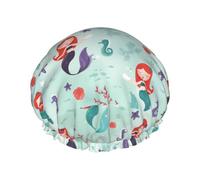 Beautiful Mermaid Reusable Luxury Shower Cap For Women, Double Layer Protective Elastic For Ladies Salon Spa